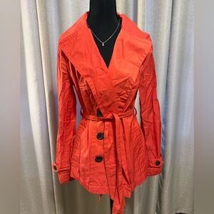 St. John's Bay Vibrant Orange Belted Trench Coat